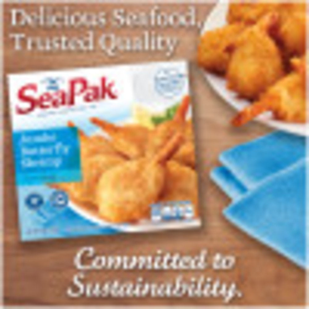 Seapak Jumbo Butterfly Shrimp with Crispy Breading, Easy to Bake, Frozen, 9 Oz