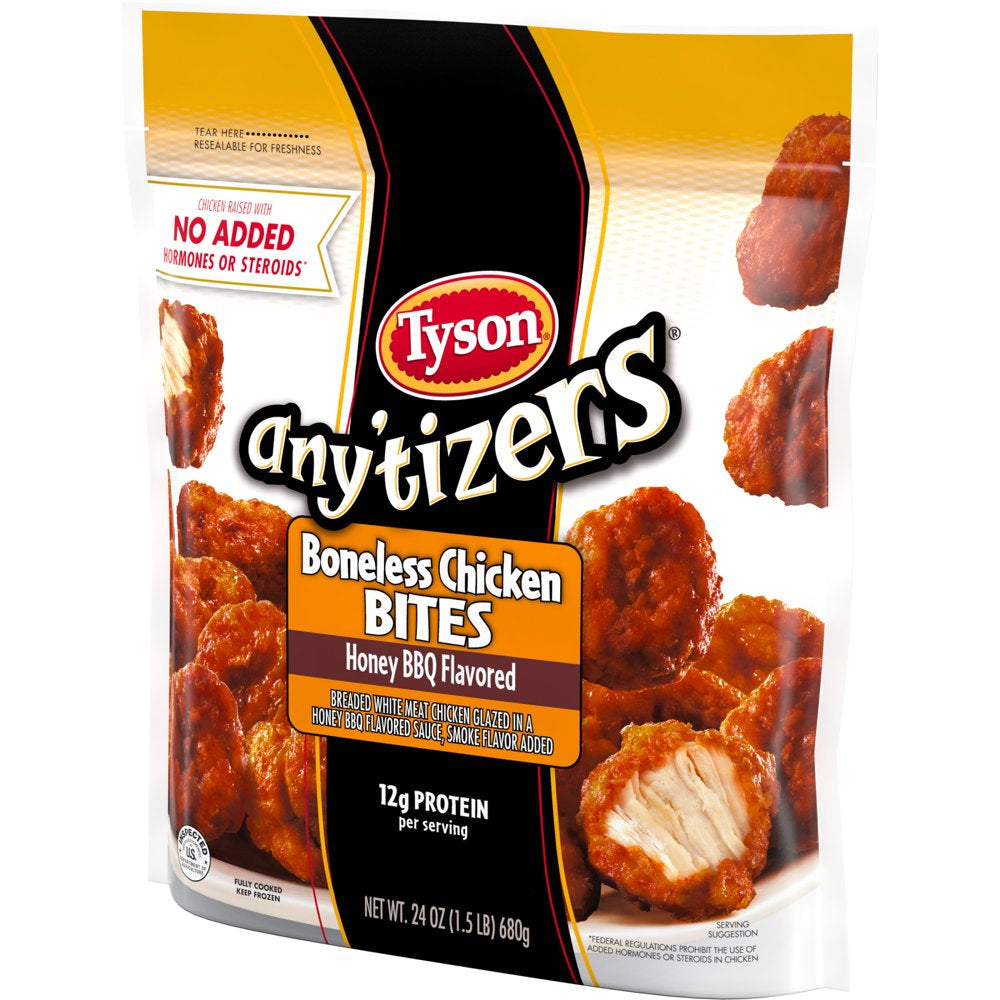 Tyson Any'Tizers Honey BBQ Boneless Chicken Bites, 1.5 Lb Bag (Frozen)