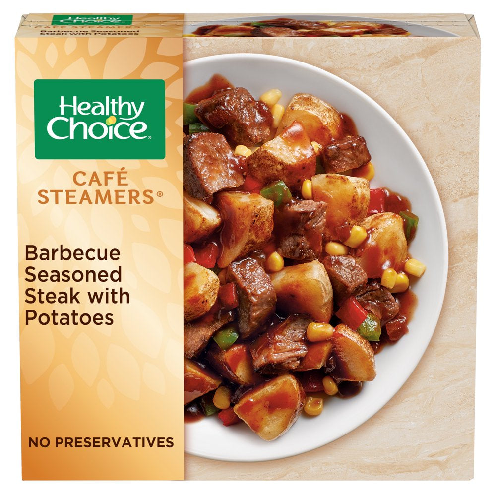 Healthy Choice Cafe Steamers Barbecue Seasoned Steak with Potatoes, Frozen Meal, 9.5 Oz Bowl (Frozen)