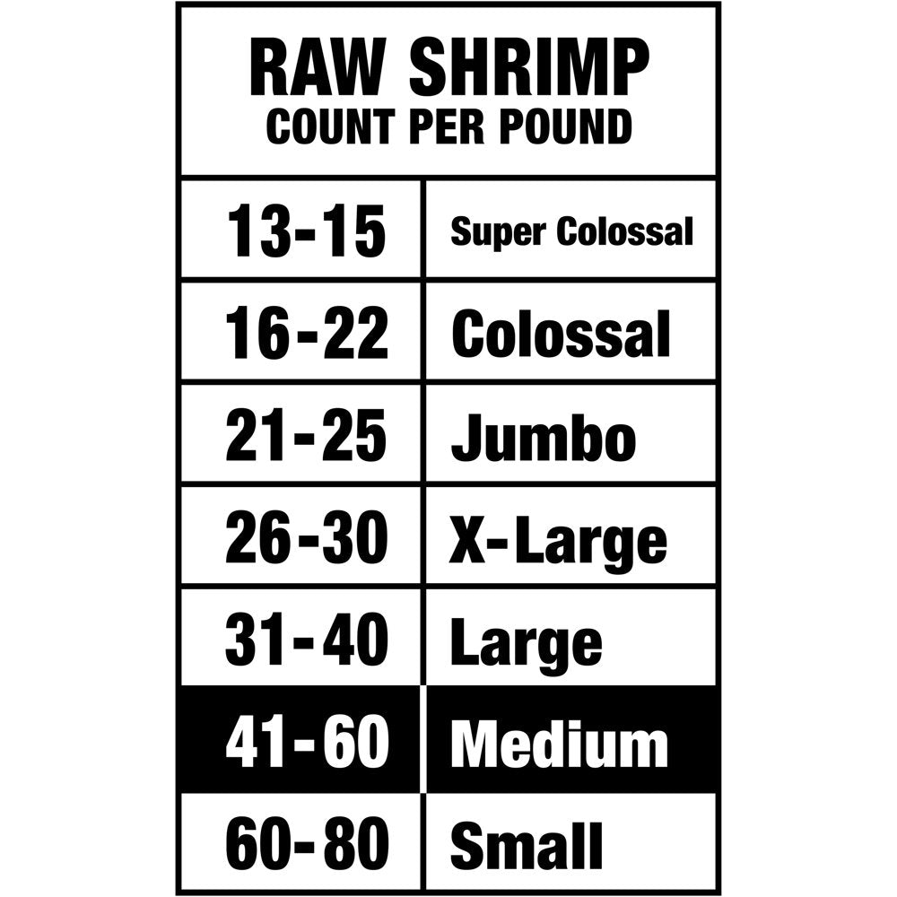 Great Value Frozen Raw Medium Peeled Deveined Tail-On Shrimp, 12 Oz (41-60 Count per Lb)