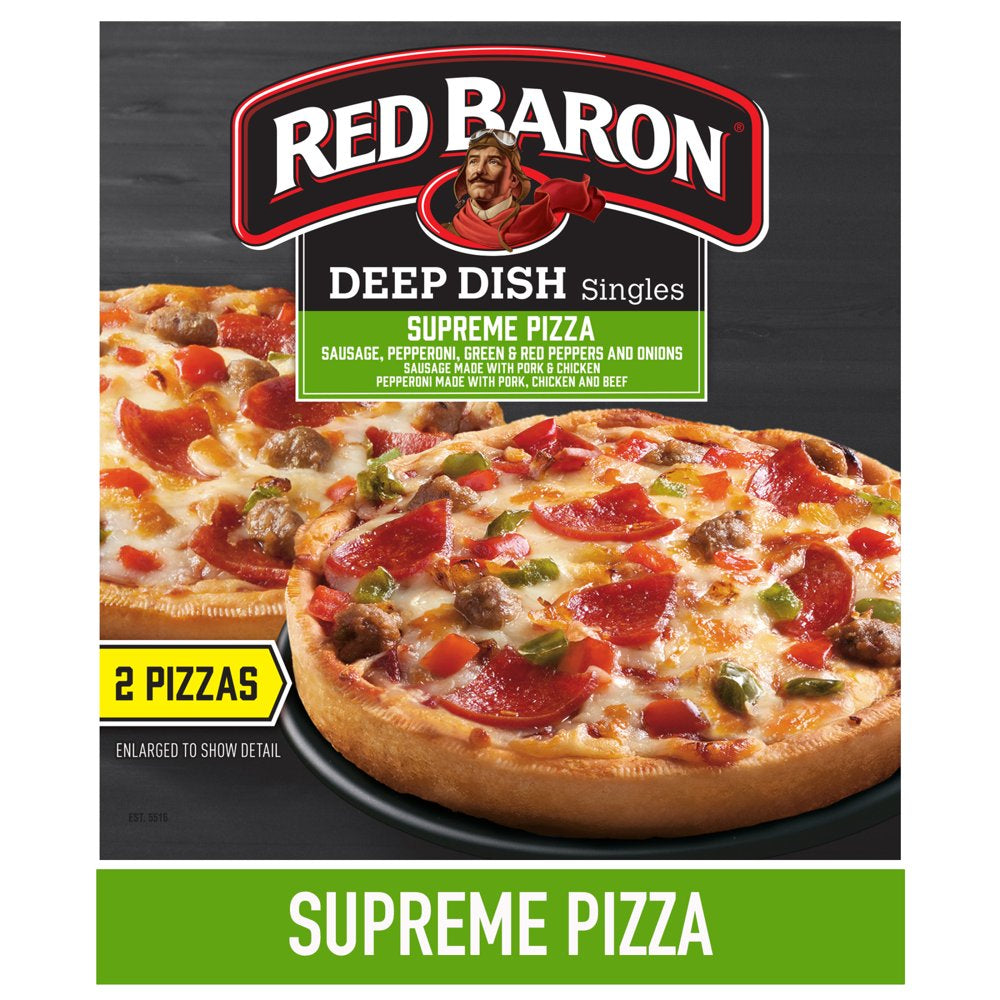 Red Baron Frozen Pizza Deep Dish Singles Supreme, 11.5 Oz