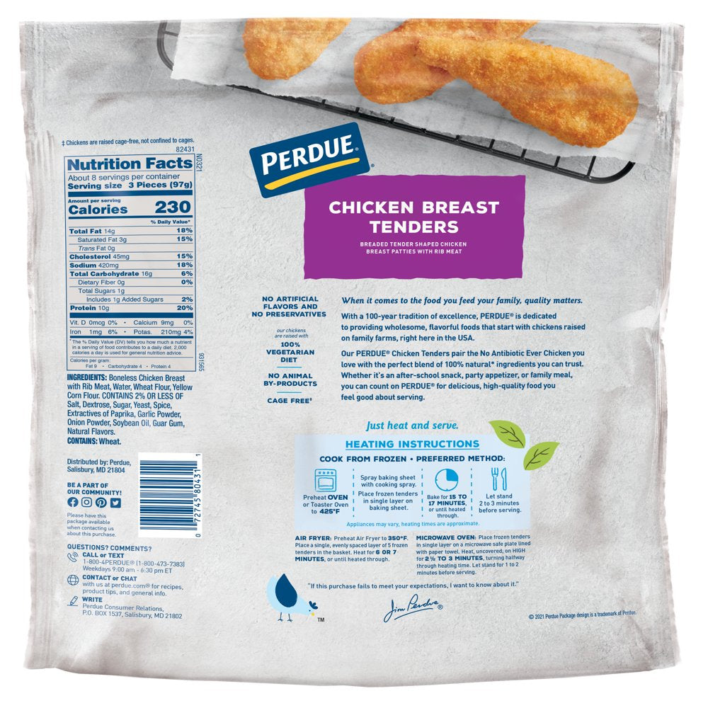 Perdue, No Antibiotics Ever, Frozen Breaded Chicken Breast Tenders, 29 Oz.