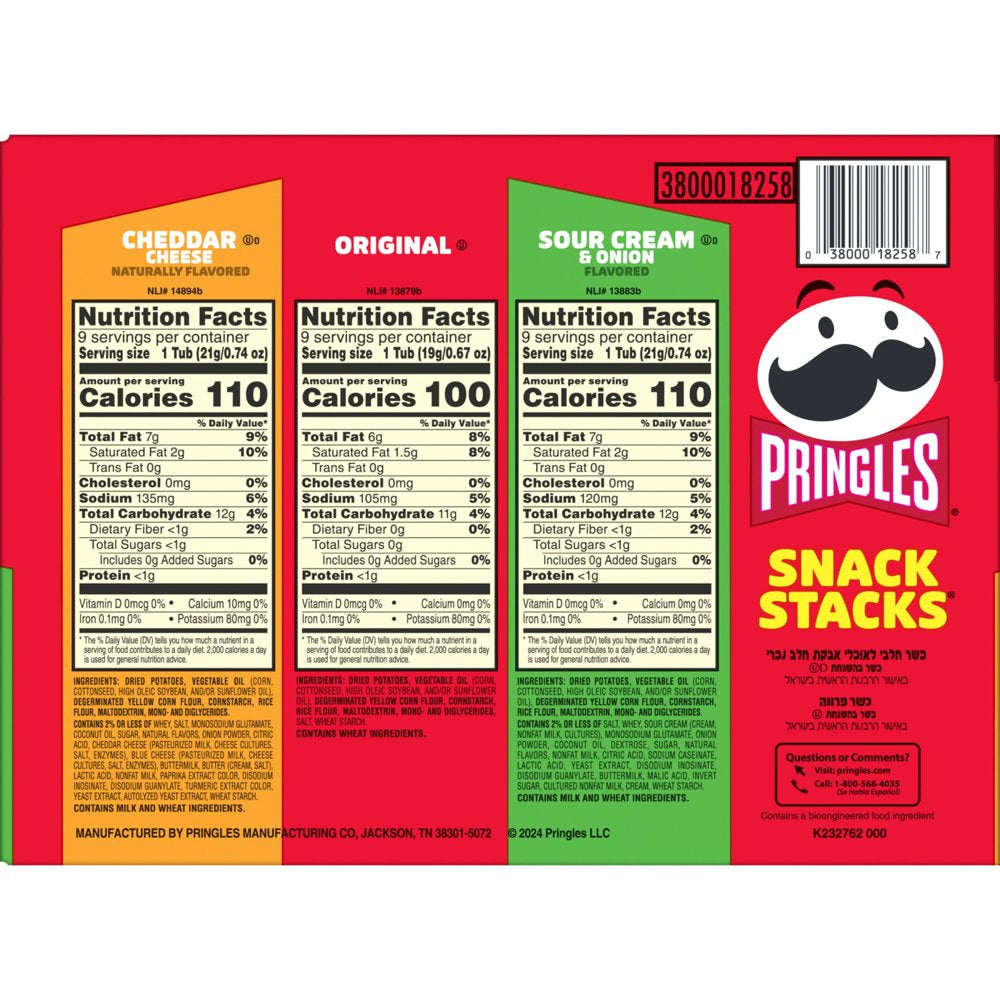 Pringles Snack Stacks Variety Pack Potato Crisps Chips, 19.3 Oz, 27 Count