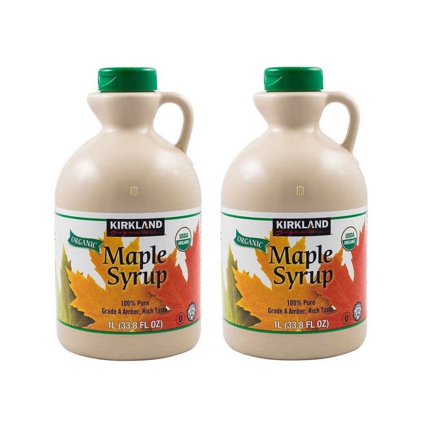 Kirkland Signature Organic Pure Maple Syrup, 33.8 Oz (Pack of 2, Total 67.6 Oz , 33.8 Oz Each)