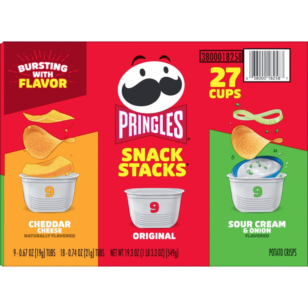 Pringles Snack Stacks Variety Pack Potato Crisps Chips, 19.3 Oz, 27 Count