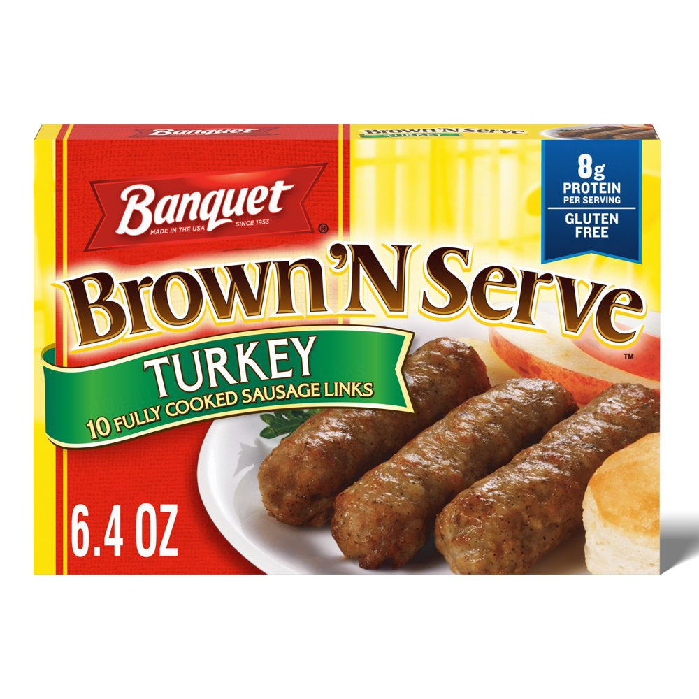 Banquet Brown 'N Serve Turkey Sausage Links, 6.4 Oz (Frozen)