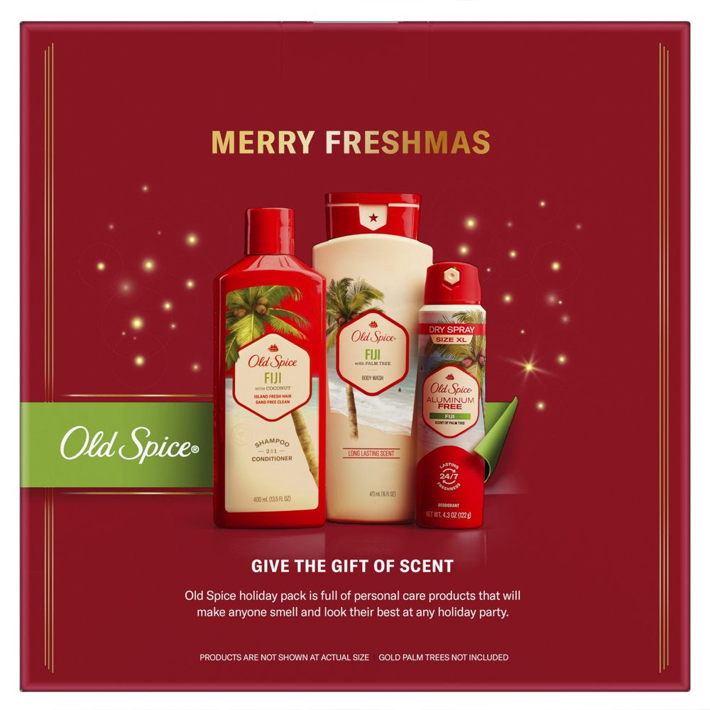 ($50 VALUE) Old Spice Fiji Men'S Holiday Gift Pack with 2In1 Shampoo and Conditioner, Body Wash, and Aluminum Free Spray