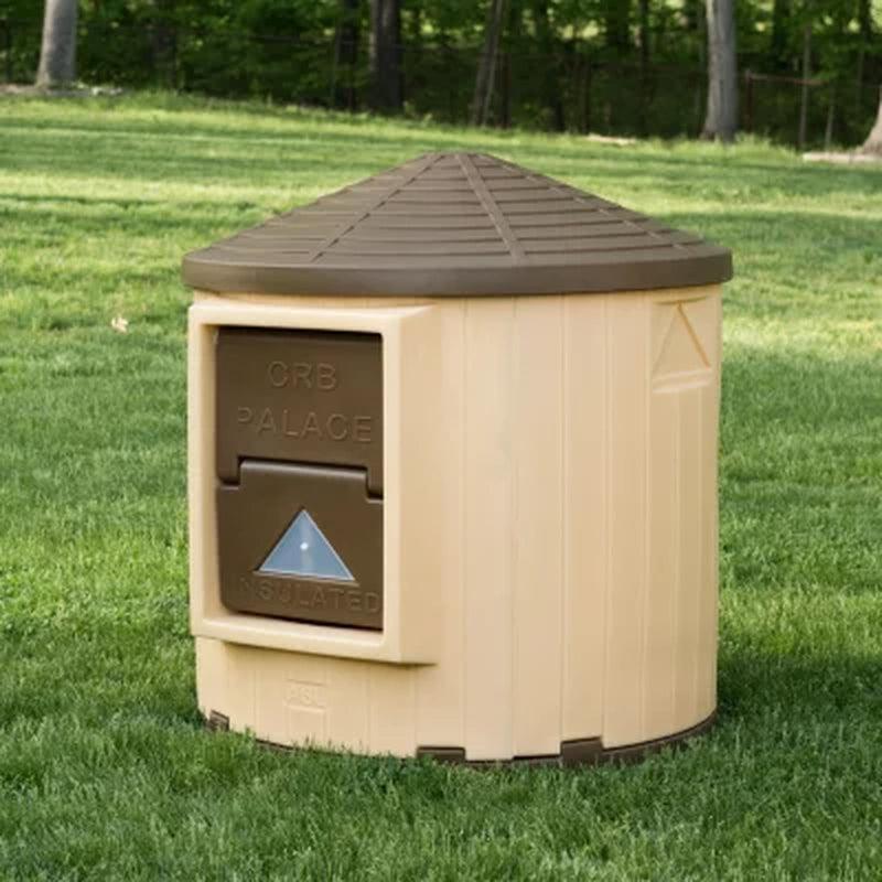 ASL Solutions Insulated Colossal round Barn Dog House CRB Palace, Tan/Brown