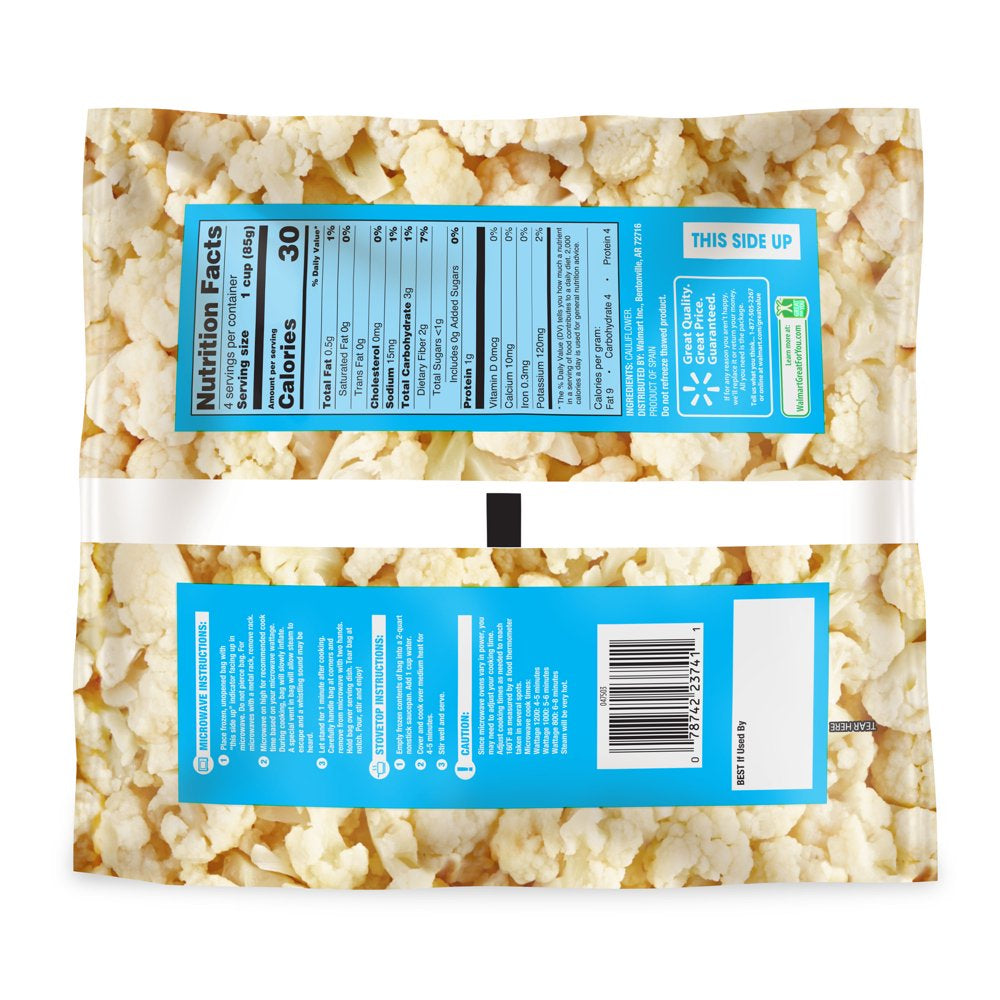 Great Value Cauliflower, 12 Oz Bag (Frozen)