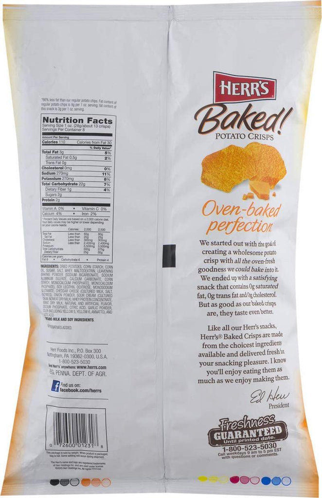 Baked Potato Crisps- Available in Four Delicious Varieties (Cheddar & Sour Cream, 3 Bags)