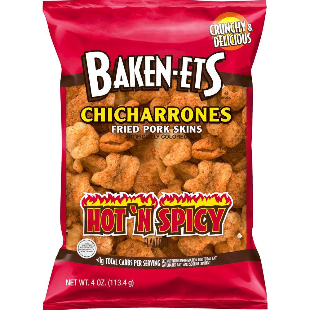 Baken-Ets Hot 'N Spicy Flavored Fried Pork Skins, 4 Oz