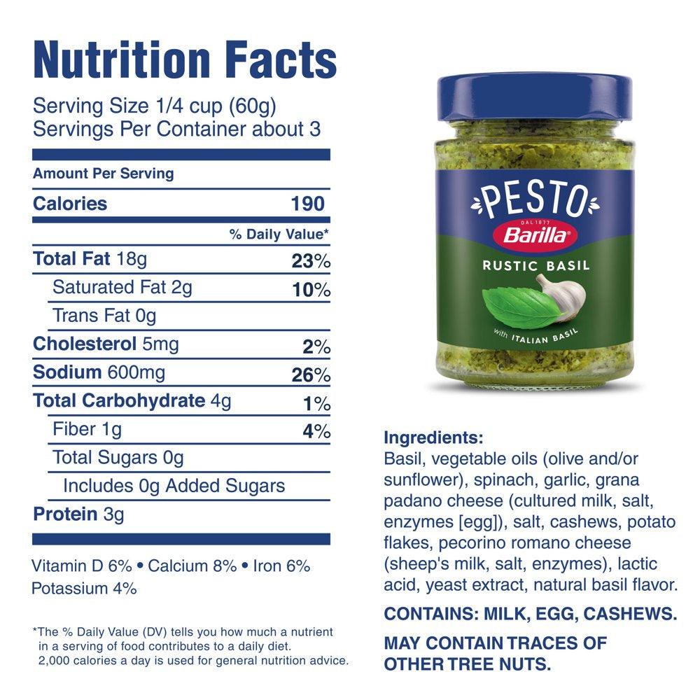 Barilla Rustic Basil Pesto Sauce, 6.5 Oz