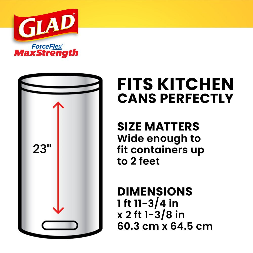 Glad Forceflex Maxstrength 13 Gallon Tall Kitchen Drawstring Trash Bags, Gain Original, 40 Bags