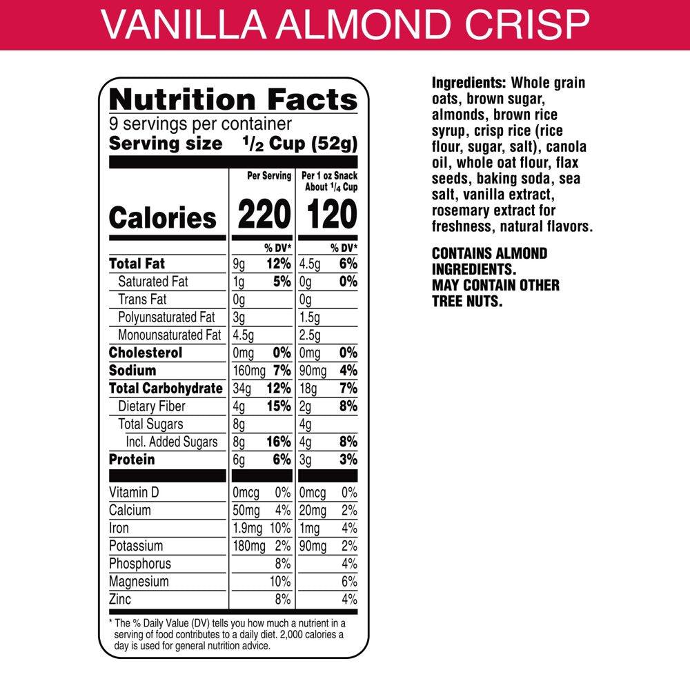 Bear Naked Vanilla Almond Crisp Granola Cereal, 16.5 Oz