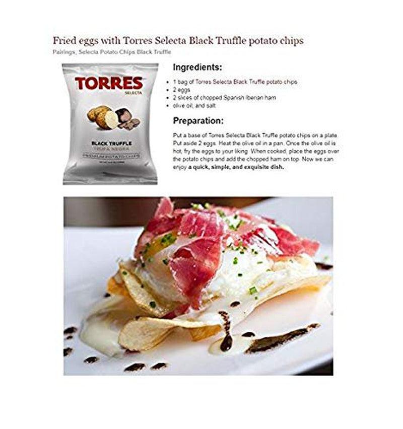 (Best Flavors) Torres Premium Potato Chips [4 Pack] - 2 Black Truffle Chips and 2 Iberico Ham Chips - Handcrafted Patatas Fritas 4 Pack Torres Chips