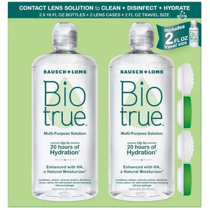 Biotrue Contact Lens Solution for Soft Contact Lenses, Multi-Purpose (16 Fl. Oz., 2 Pk. + 2 Fl. Oz.)