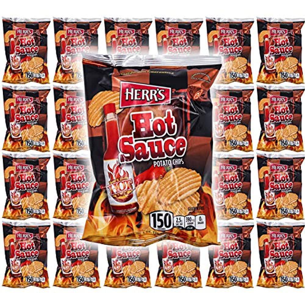 Bold & Zesty Texas Pete Hot Sauce Potato Chips, 1Oz Bag (Pack of 24, Total of 24 Oz)