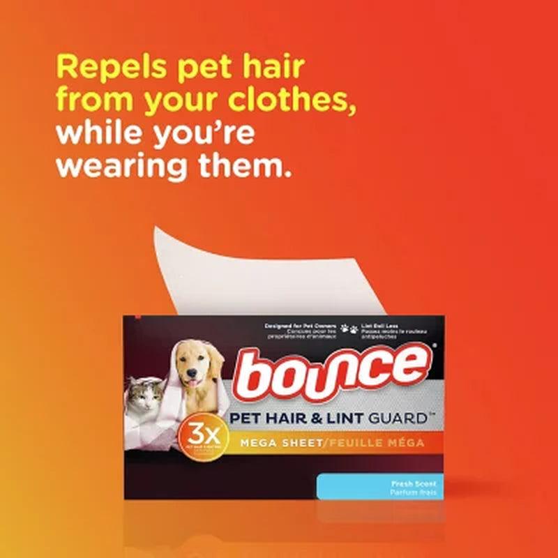 Bounce Pet Hair and Lint Guard Mega Dryer Sheets with 3X Pet Hair Fighters, Fresh Scent (210 Ct.)