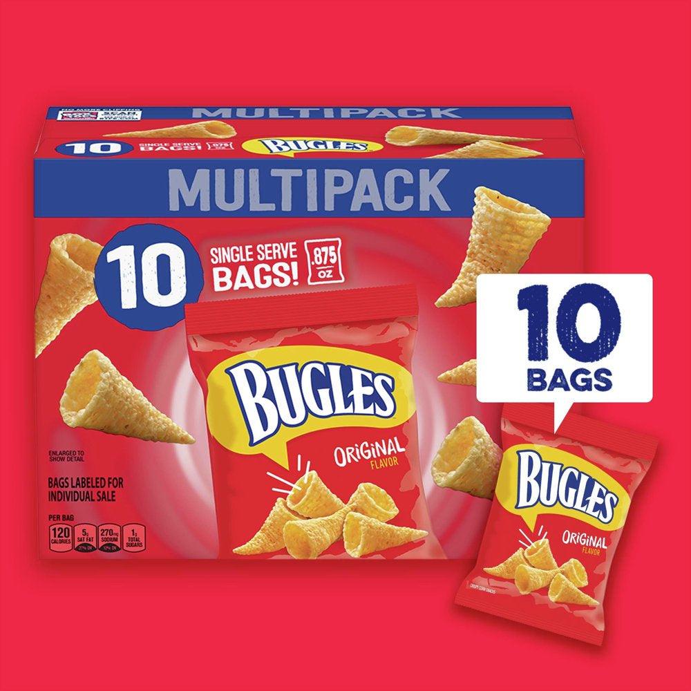 Bugles Crispy Corn Snacks, Original Flavor, Snack Bag, 8.75 Oz