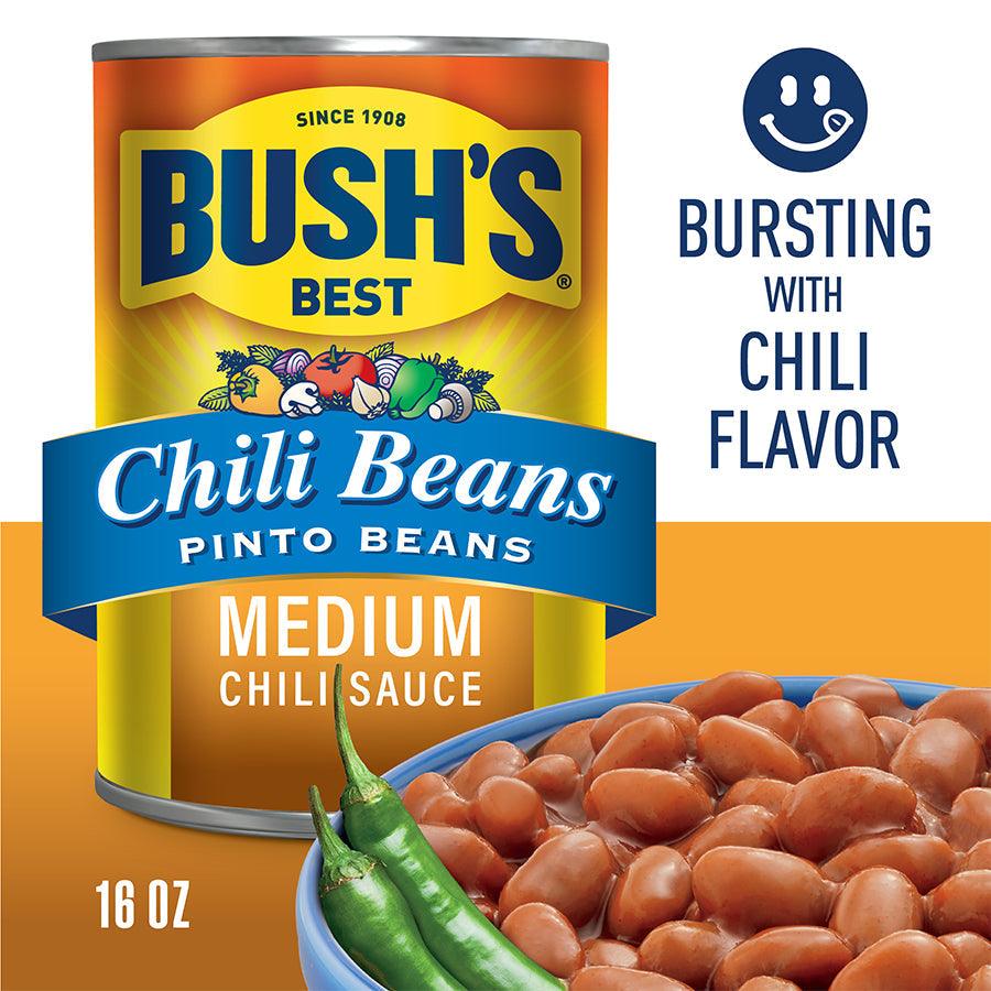 Bush'S Chili Beans, Pinto Beans in Medium Chili Sauce, 16 Oz