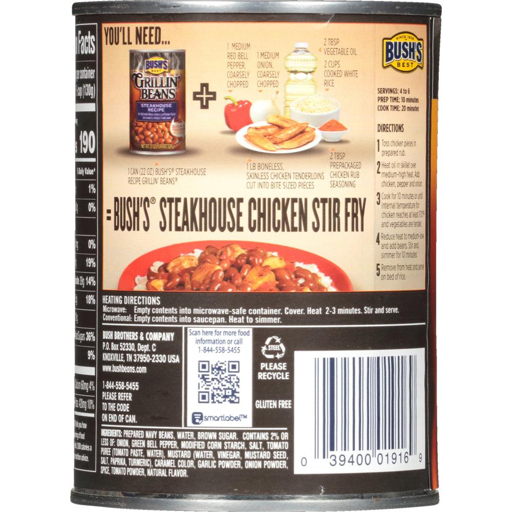 Bush'S Grillin' Beans Steakhouse Recipe, Canned Beans, 22 Oz