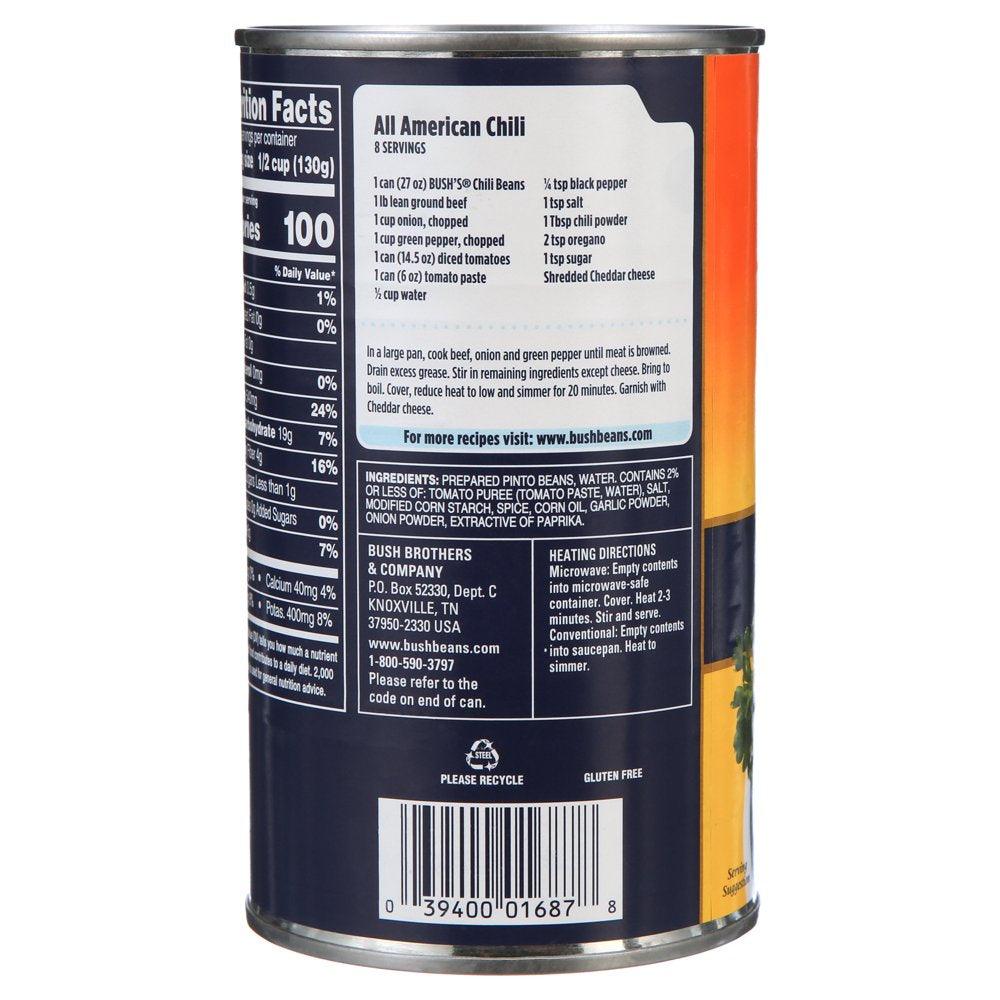 Bush'S Pinto Beans in Mild Chili Sauce, Canned Beans, 27 Oz Can