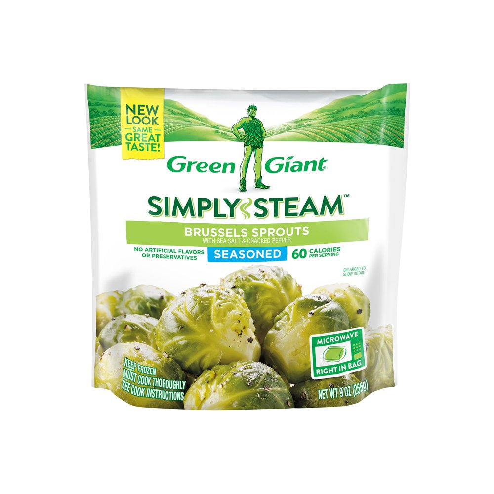 Green Giant Simply Steam Brussels Sprouts Salt & Pepper 9 Oz, Frozen Vegetables