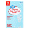 Great Value Premium Clear Disposable Plastic Assorted Cutlery, Clear, 48 Count