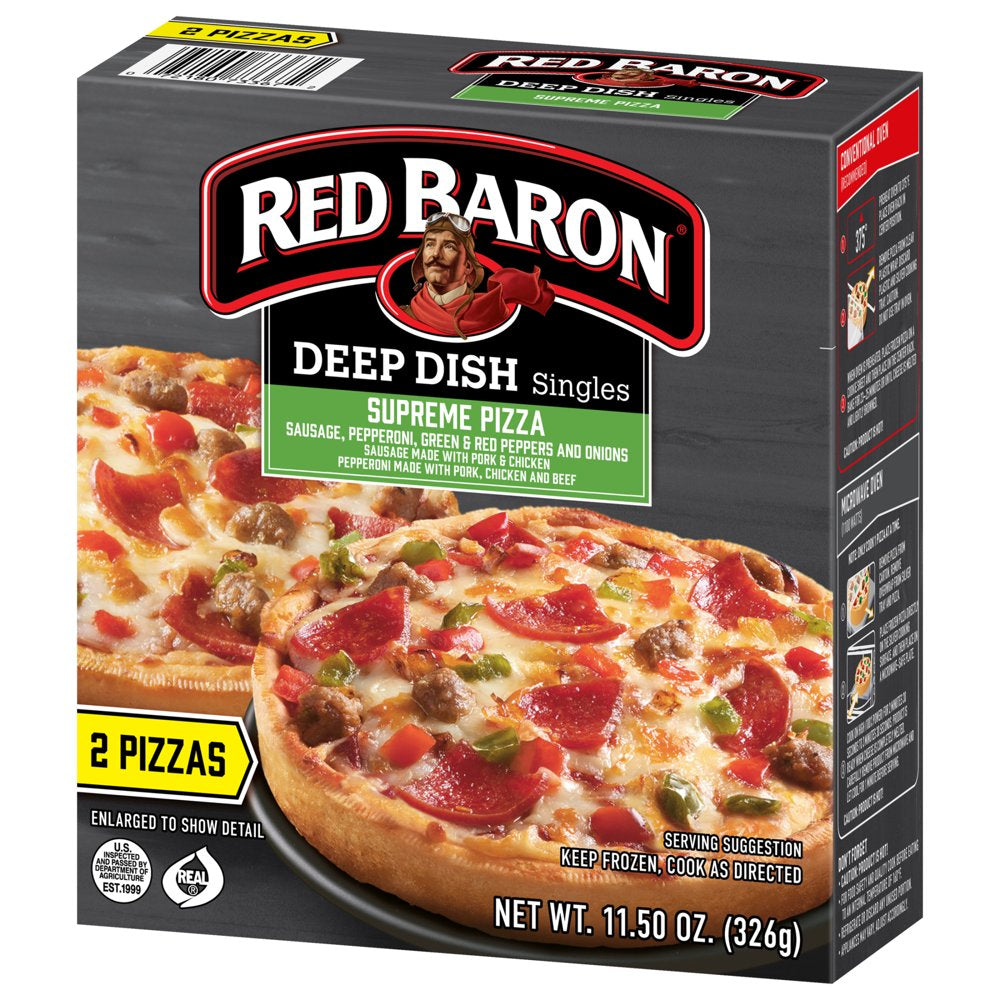 Red Baron Frozen Pizza Deep Dish Singles Supreme, 11.5 Oz