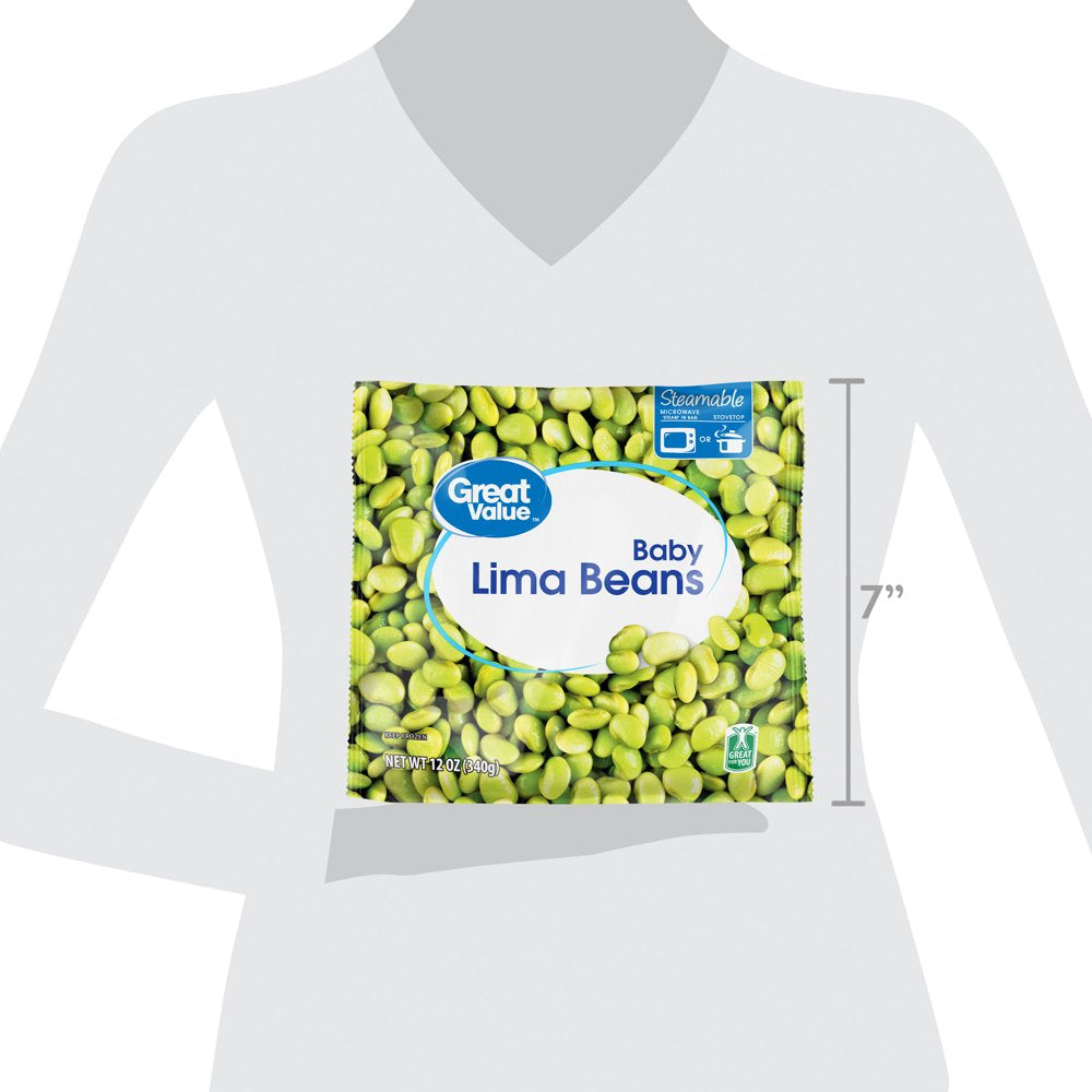 Great Value Frozen Baby Lima Beans, Gluten-Free, 12 Oz Steamable Bag