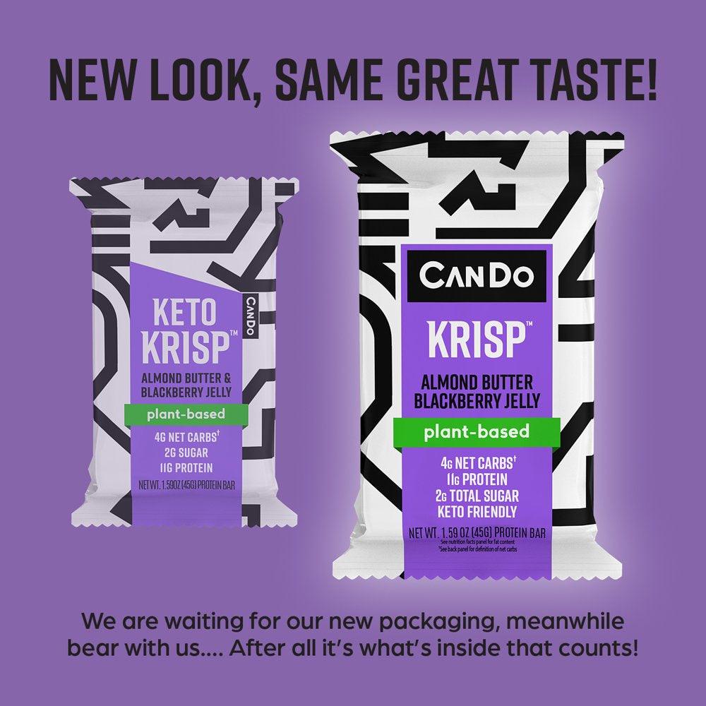 Cando Krisp Protein-Rich Snack Bars, Almond Butter and Blackberry Jelly, 4-Pack
