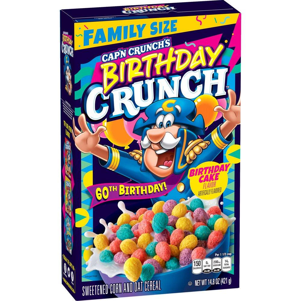 Cap'N Crunch Cereal, Birthday Cake, Family Size, 14.8 Oz