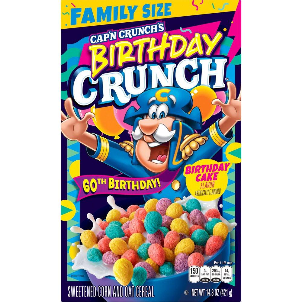 Cap'N Crunch Cereal, Birthday Cake, Family Size, 14.8 Oz