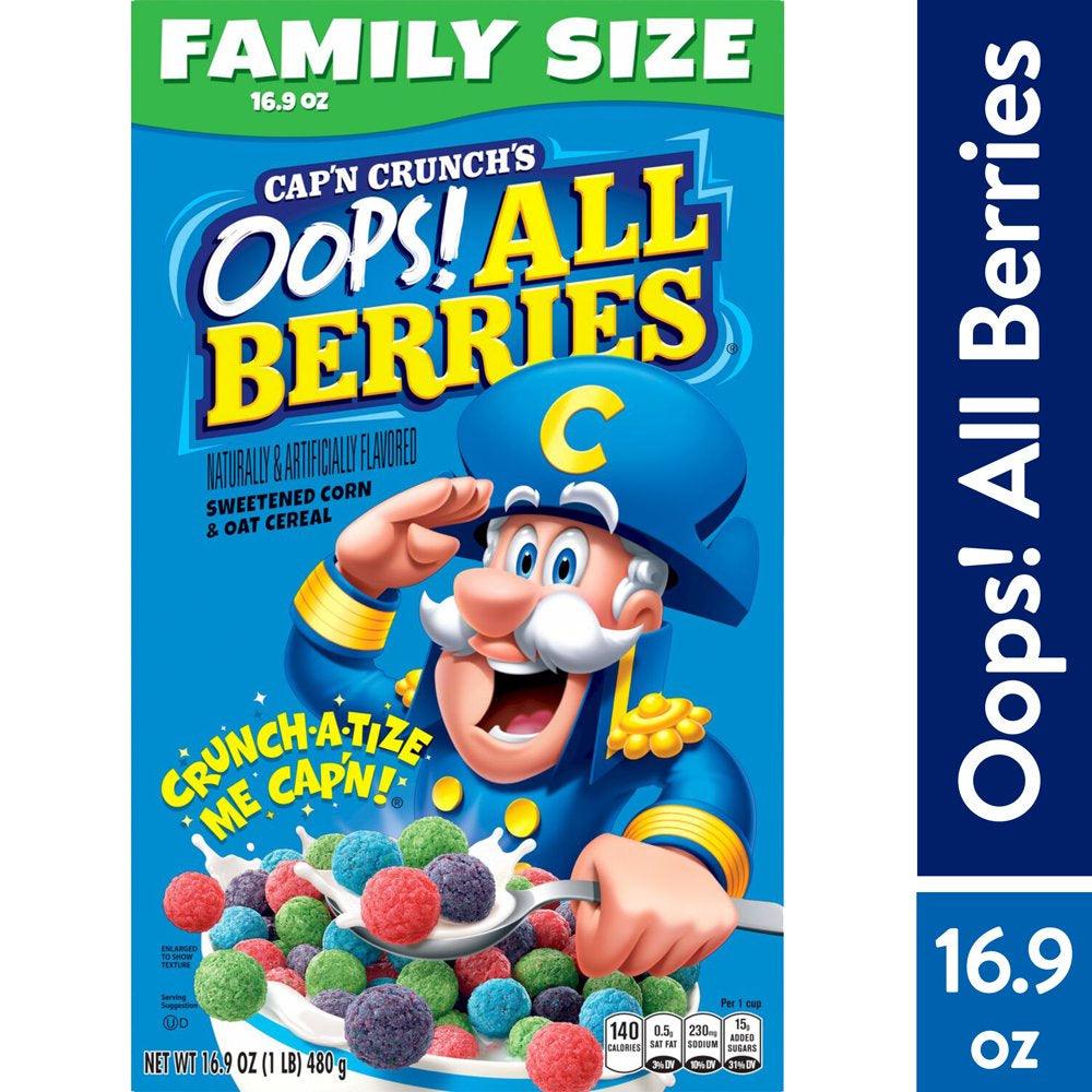 Cap'N Crunch Cereal Oops All Berries Cereal, 16.9 Oz