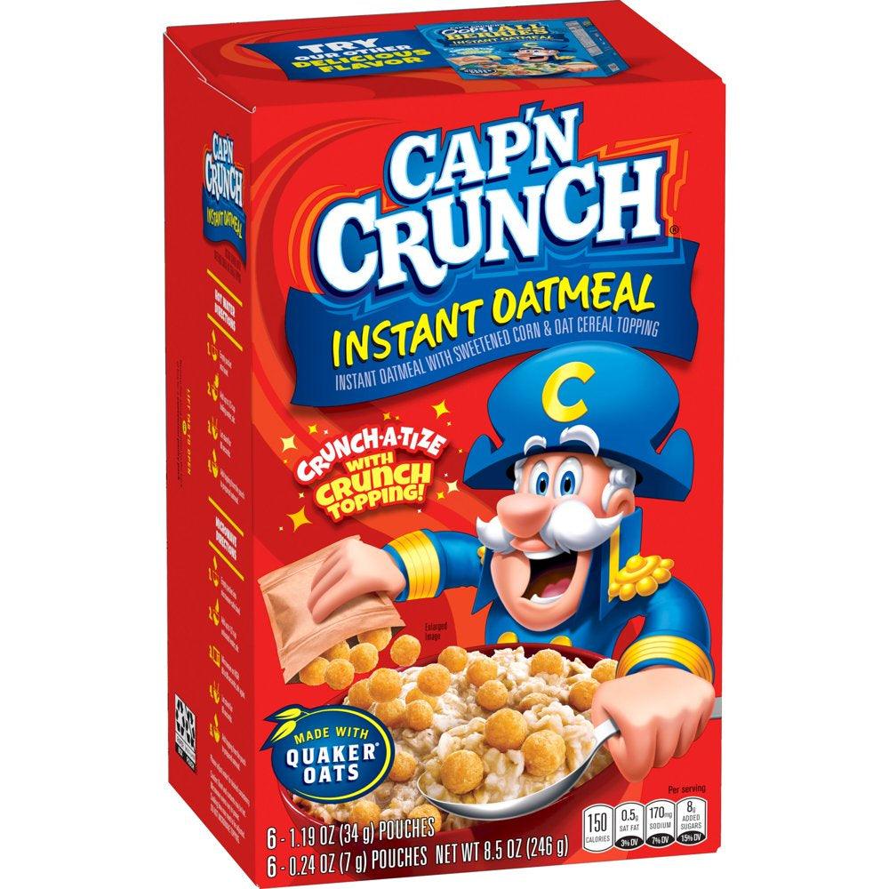 Cap'N Crunch Instant Oatmeal Cereal, 8.5 Oz, 6 Packets