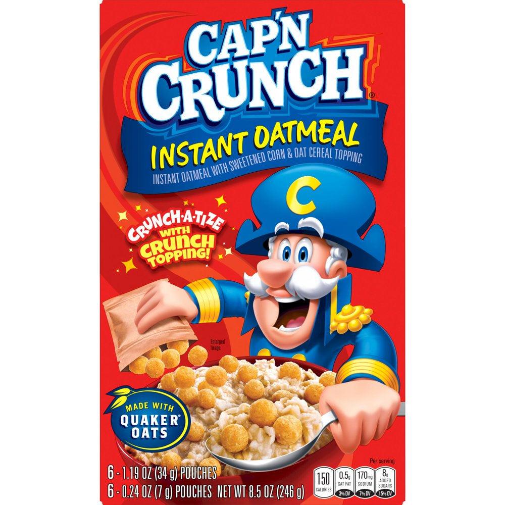 Cap'N Crunch Instant Oatmeal Cereal, 8.5 Oz, 6 Packets