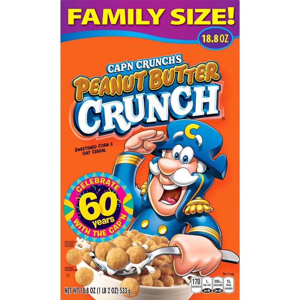 Cap'N Crunch'S Cereal, Peanut Butter Crunch, Family Size, 18.8 Oz