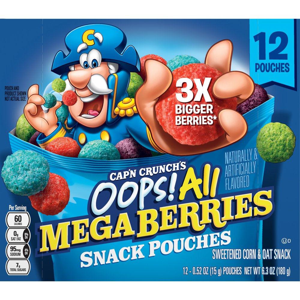 Cap'N Crunch'S Oops! All Mega Berries Pouches, 0.52 Oz, 12 Ct