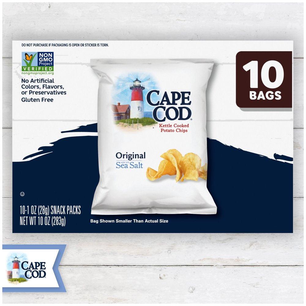 Cape Cod Potato Chips, Original Kettle Chips, 1 Oz Snack Bags, 10 Ct