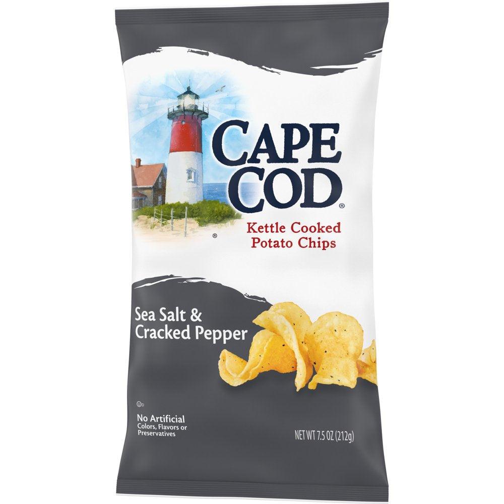 Cape Cod Potato Chips, Sea Salt & Cracked Pepper Kettle Chips, 7.5 Oz