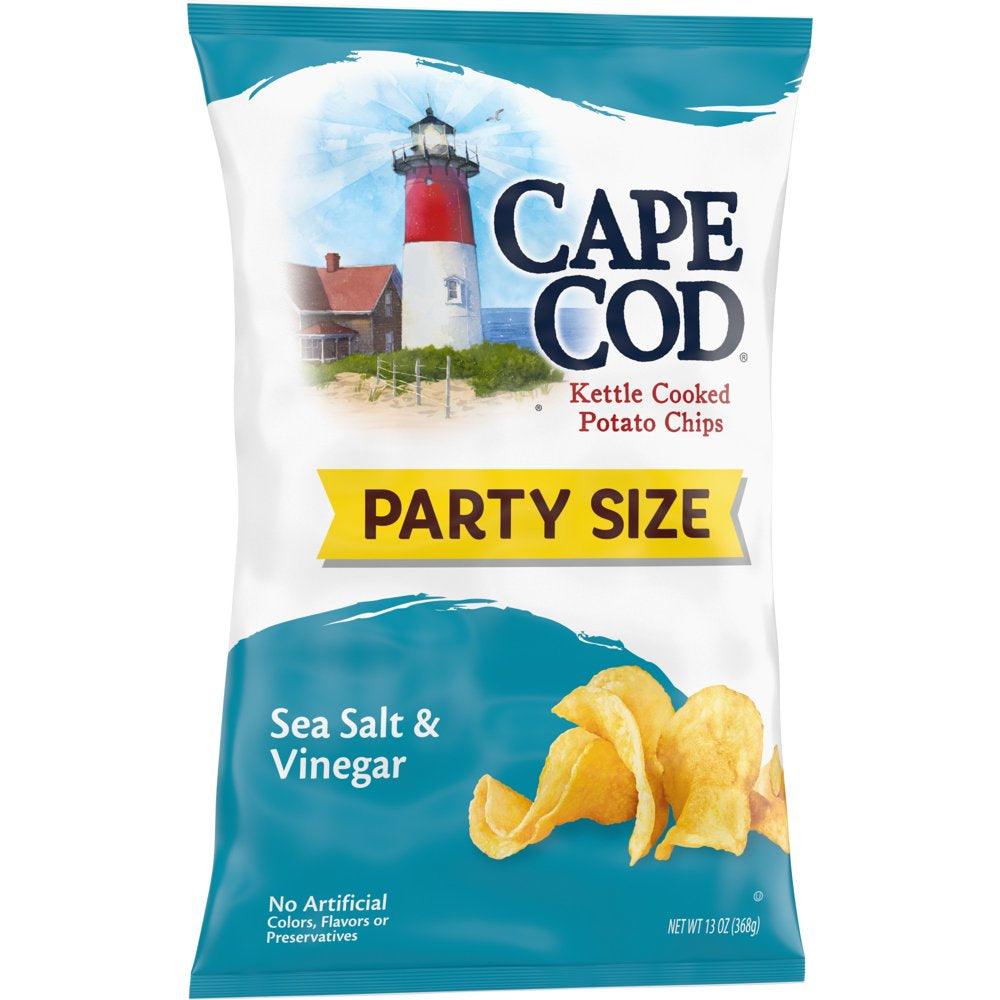 Cape Cod Potato Chips, Sea Salt & Vinegar Kettle Chips, 13 Oz Party Size