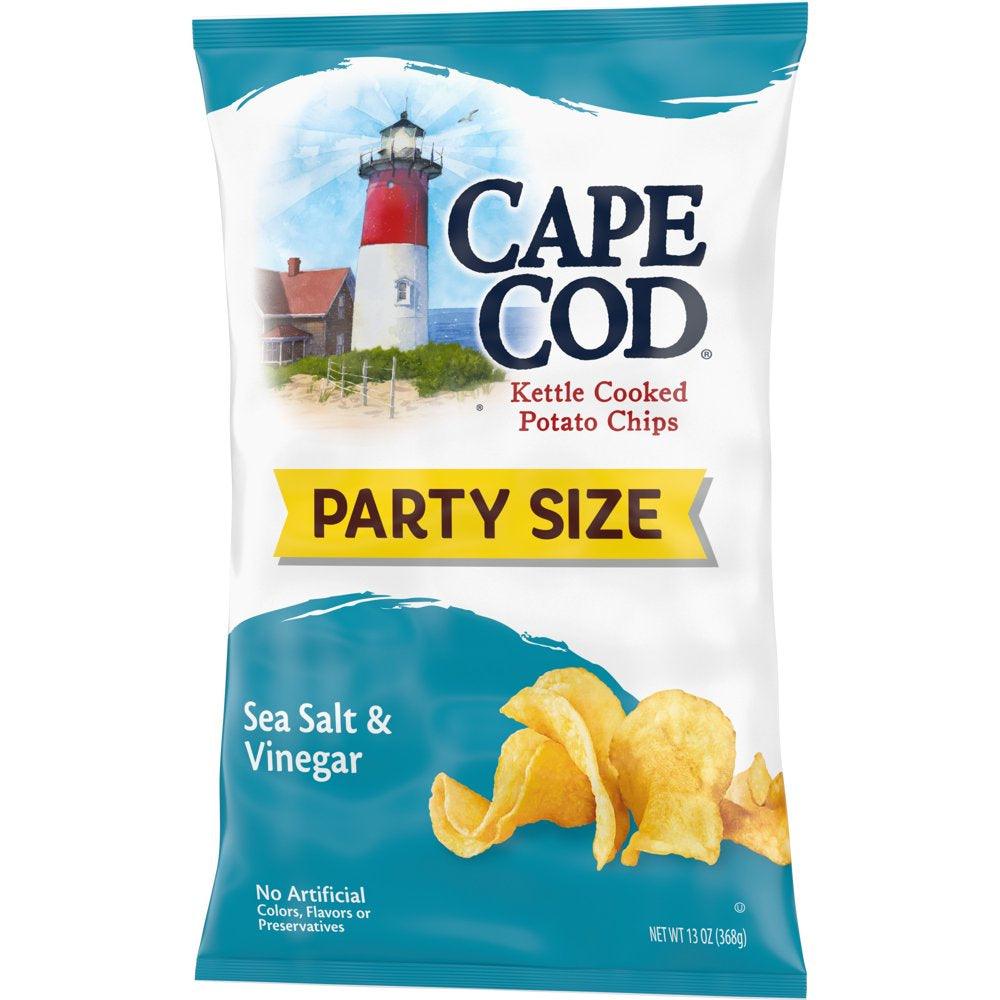 Cape Cod Potato Chips, Sea Salt & Vinegar Kettle Chips, 13 Oz Party Size