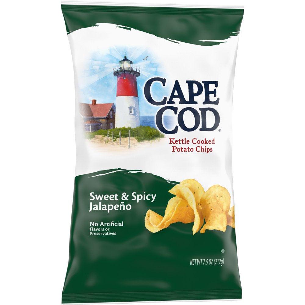 Cape Cod Potato Chips, Sweet & Spicy Jalapeno Kettle Chips, 7.5 Oz