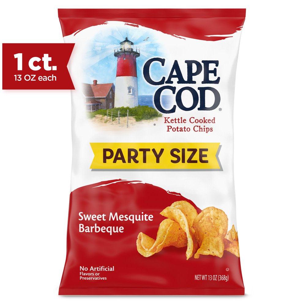 Cape Cod Potato Chips, Sweet Mesquite Barbeque Kettle Cooked Chips, Party Size 13 Oz