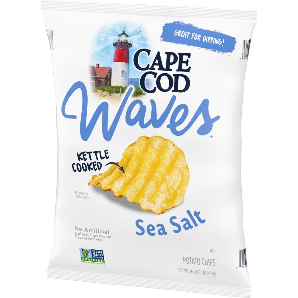 Cape Cod Potato Chips, Wavy Cut Sea Salt Kettle Chips, 16 Oz