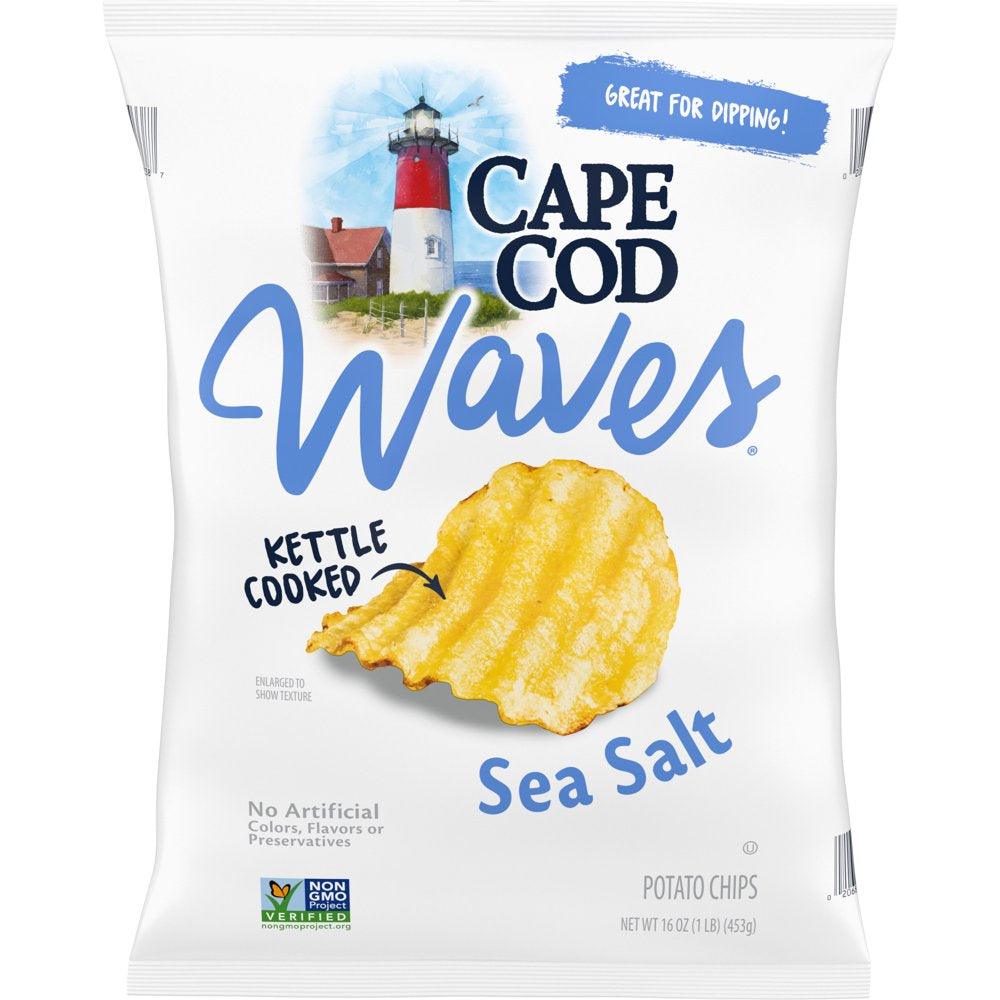 Cape Cod Potato Chips, Wavy Cut Sea Salt Kettle Chips, 16 Oz