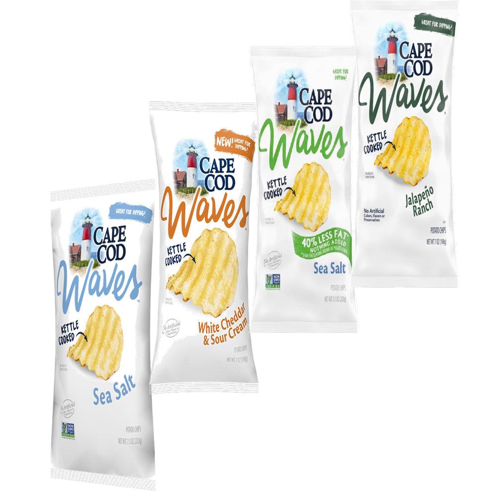 Cape Cod Waves Kettle Cooked Potato Chip Variety 4-Pack Sharing Size Bags