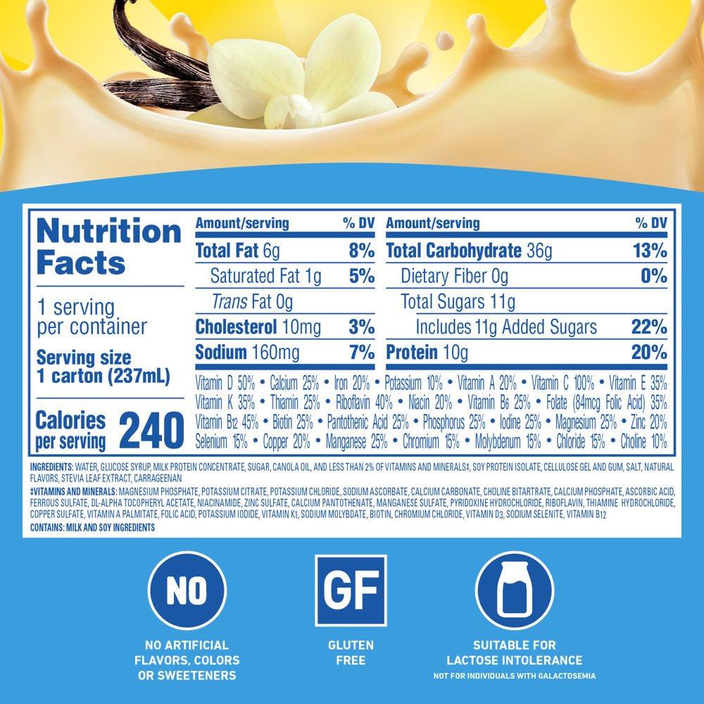 Carnation Breakfast Essentials Nutritional Drink, Classic French Vanilla, 10 G Protein, 12 - 8 Fl Oz Cartons