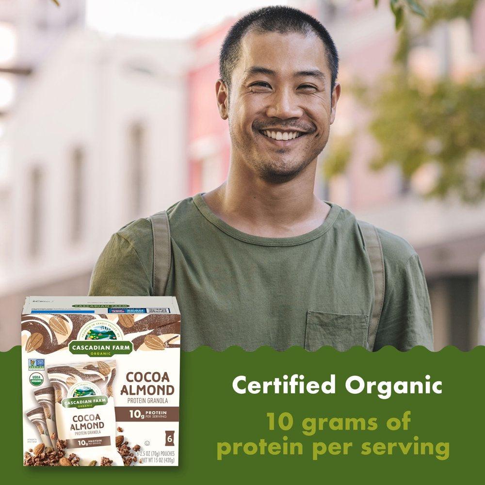 Cascadian Farm Organic Cocoa Almond Protein Granola, 6 Pouches, 2.5 Oz. Each