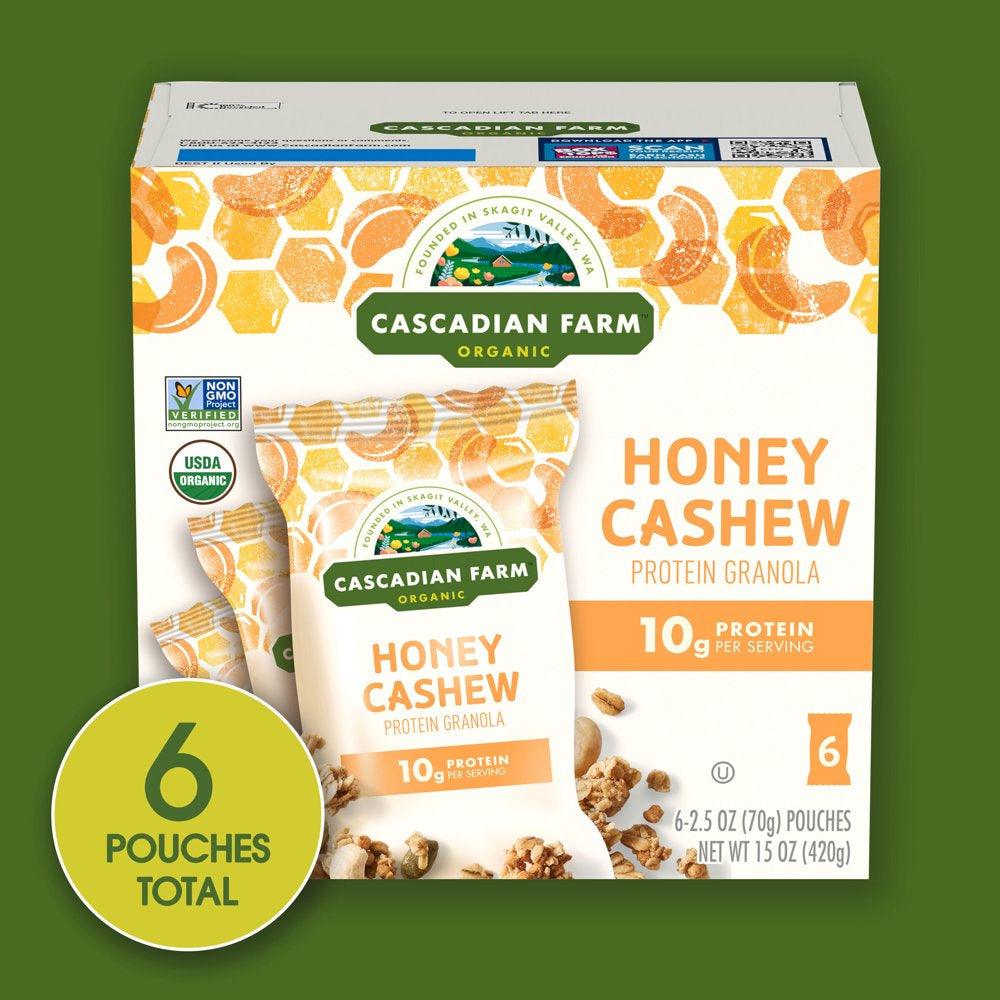 Cascadian Farm Organic Honey Cashew Protein Granola, 6 Pouches, 2.5 Oz. Each